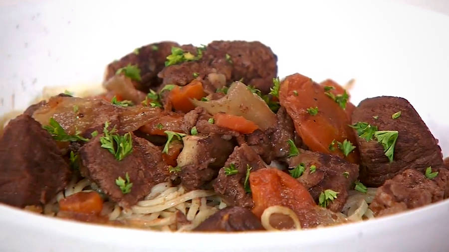 Savory Beef Bourguignon With Noodles Wallpaper