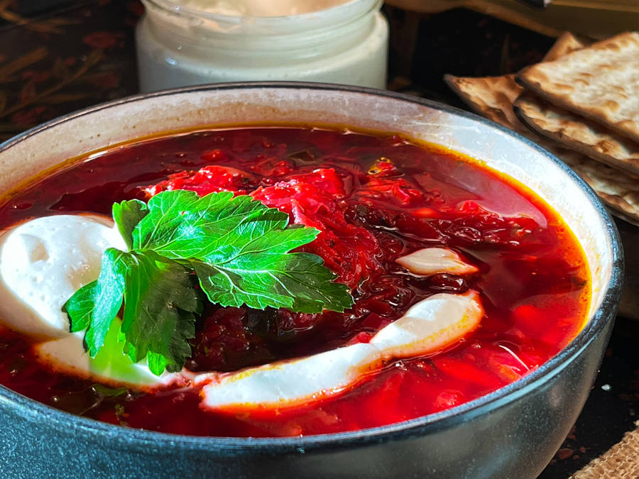 Savory Creamy Cabbage Borscht Soup Wallpaper