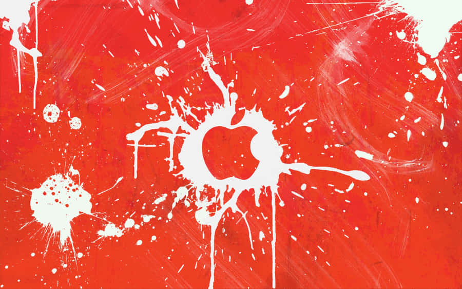 Scarlet Background Cool Mac Logo White Paint Stencil Wallpaper