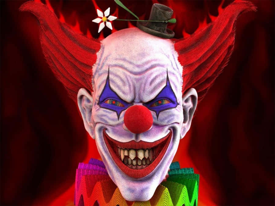 Scary Clownwith Red Hairand Colorful Costume Wallpaper