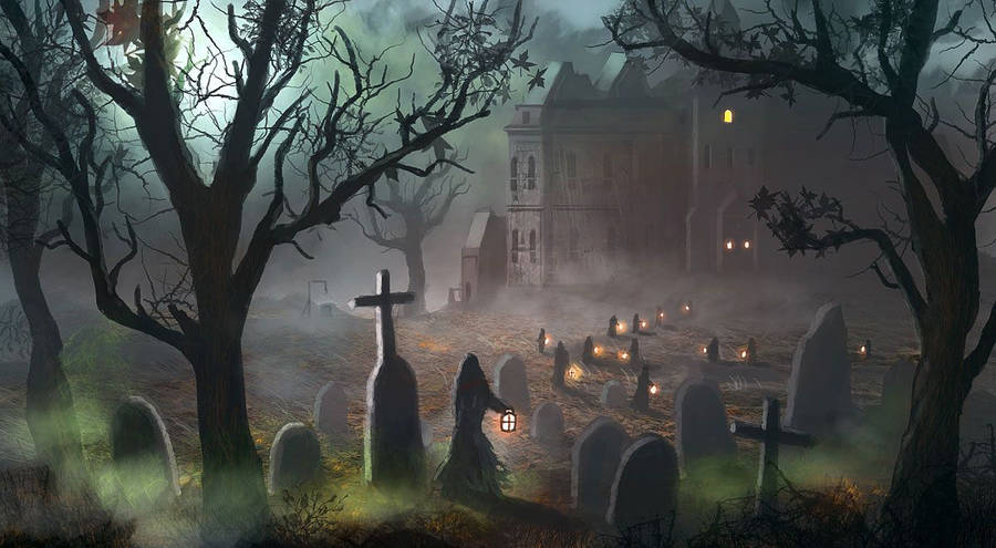 Scary Halloween Graveyard Wallpaper