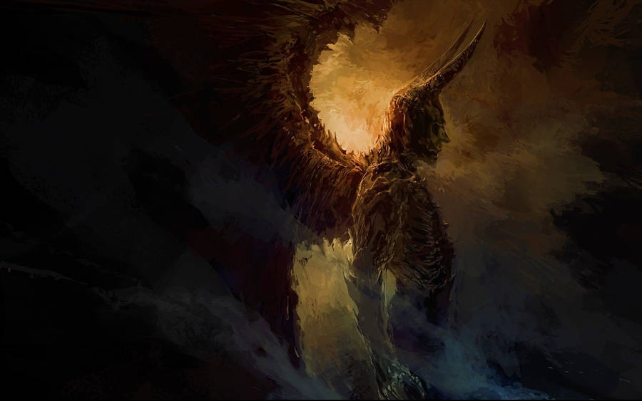 Scary Halloween Winged Demon Wallpaper