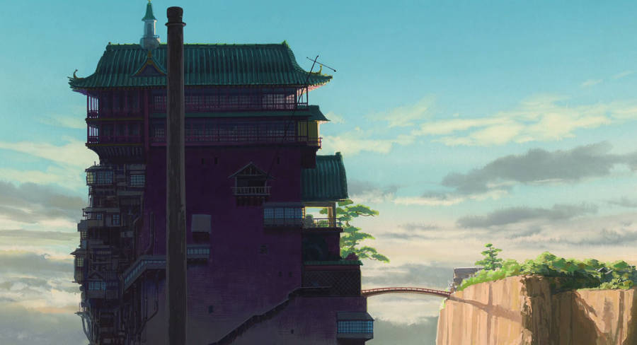 Scenic Bathhouse From Spirited Away Desktop Wallpaper