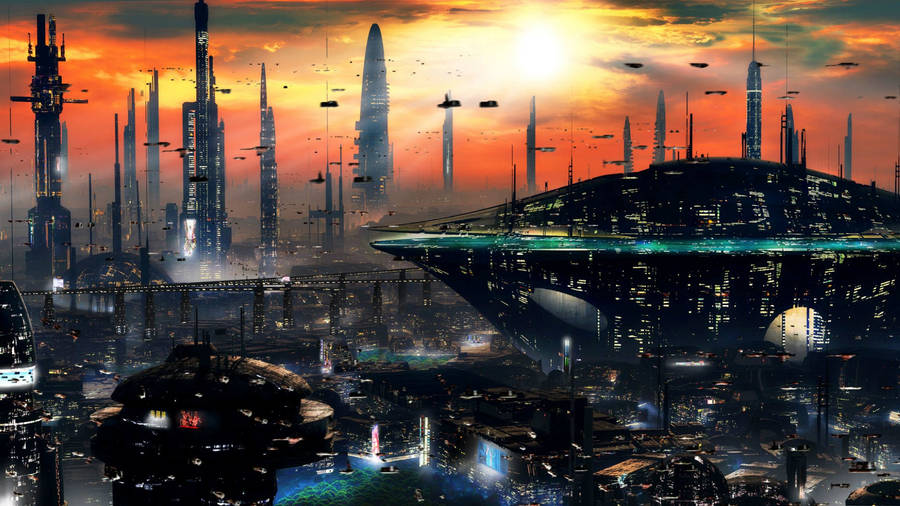 Sci Fi City Art Wallpaper