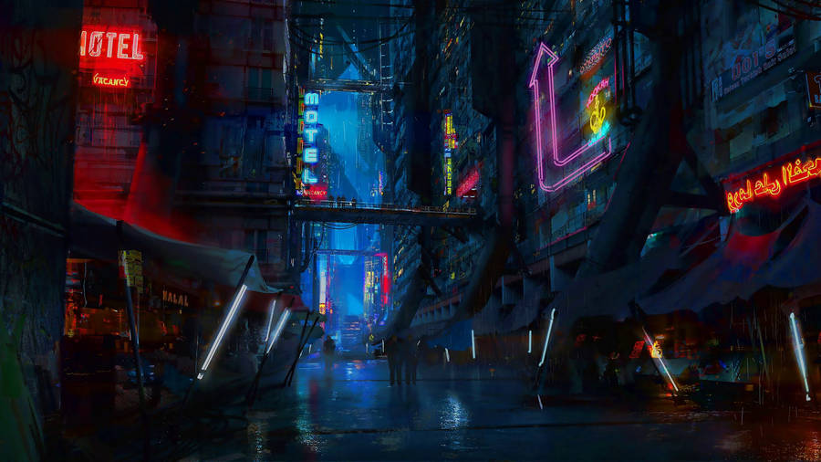 Sci Fi Cyberpunk City Background Wallpaper