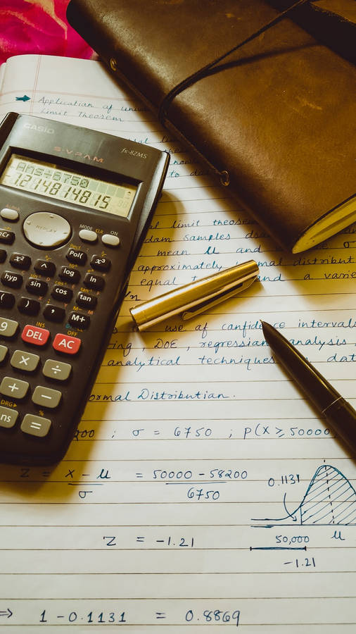 Scientific Calculator On Math Notes Wallpaper