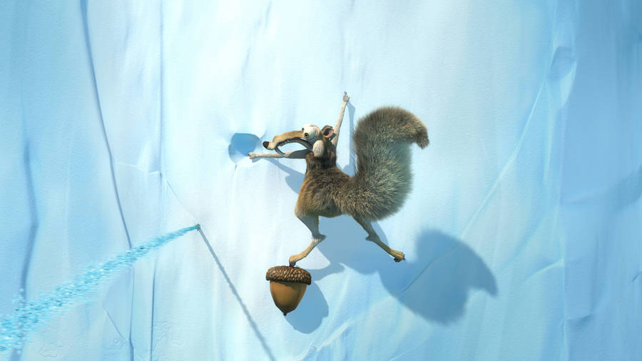 Scrat Scaling An Icy Wall In Ice Age Wallpaper