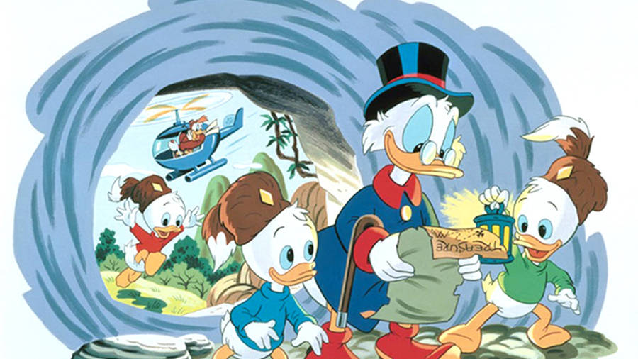 Scrooge Mcduck And Kids In Mining Area Wallpaper