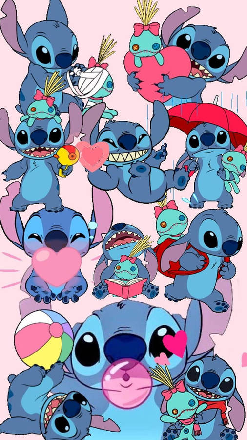 Scrump And Stitch Collage Wallpaper