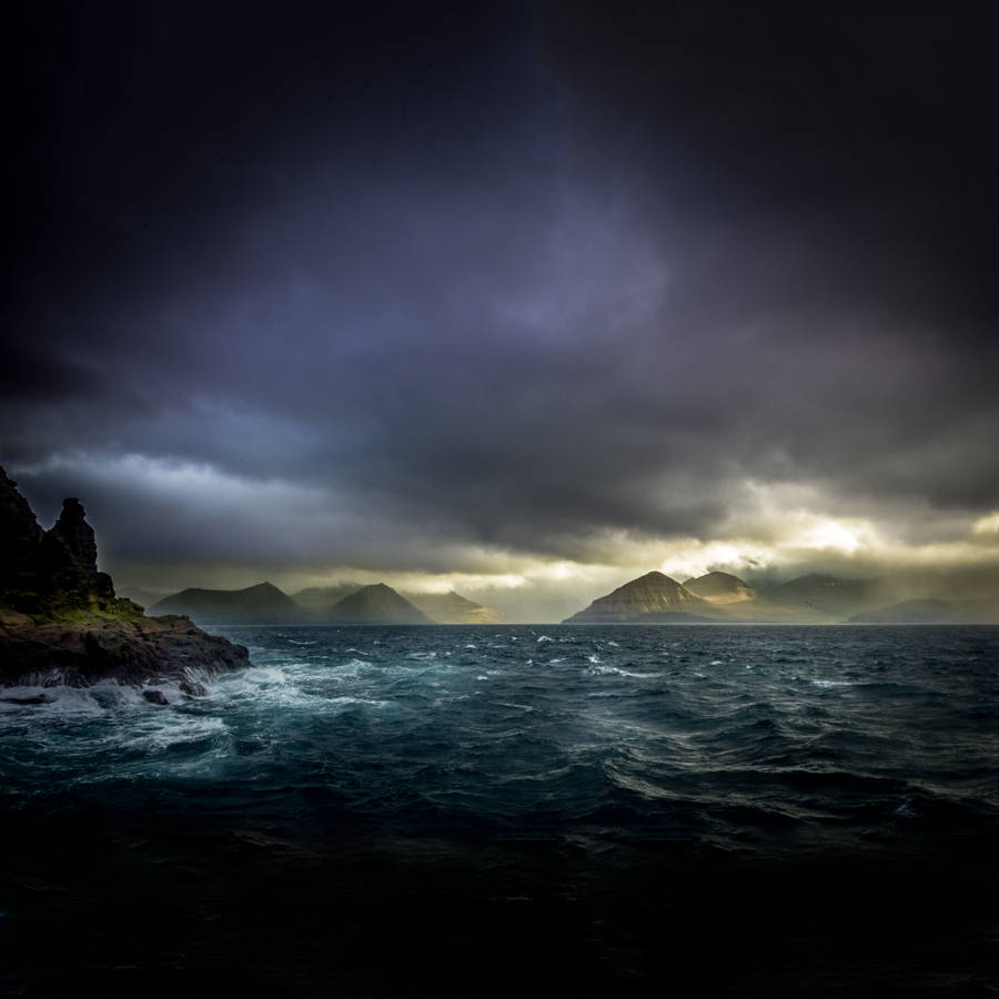 Sea Storm In Faroe Islands Wallpaper