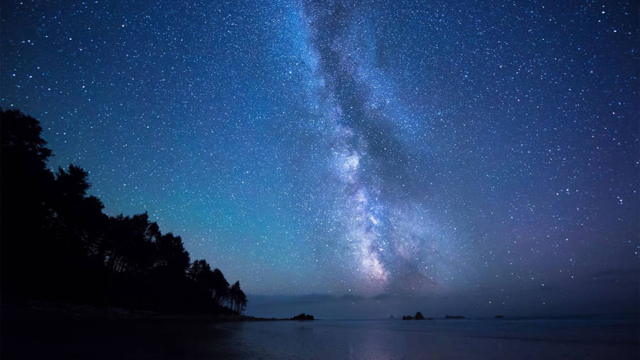 Seashore Starry Sky Macbook Pro Aesthetic Wallpaper