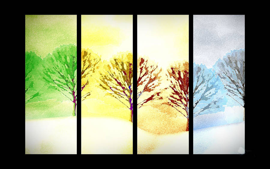 Seasons In Watercolor Wallpaper