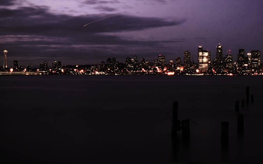 Seattle City Skyline At Night Wallpaper