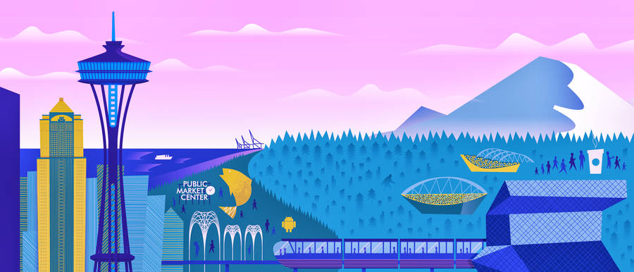 Seattle City Vector Art Wallpaper