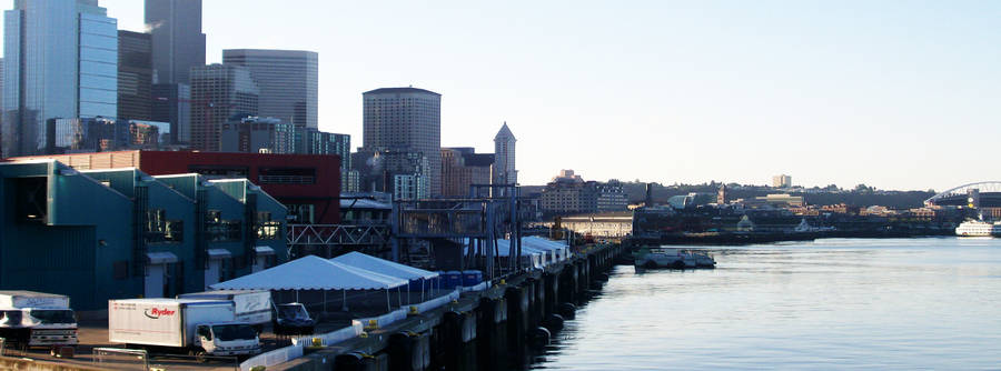 Seattle Port And Factory Building Wallpaper