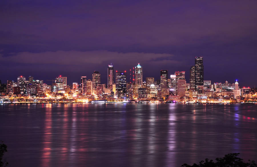 Seattle Skyline Bay Lights Wallpaper