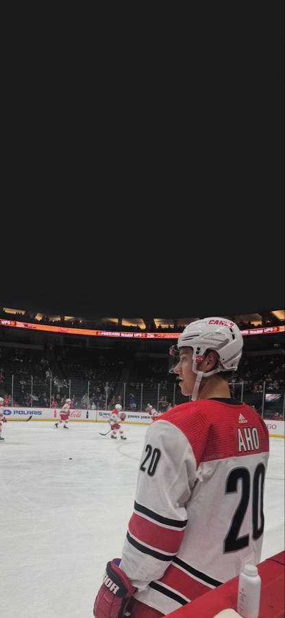 Sebastian Aho In Action On The Ice Wallpaper