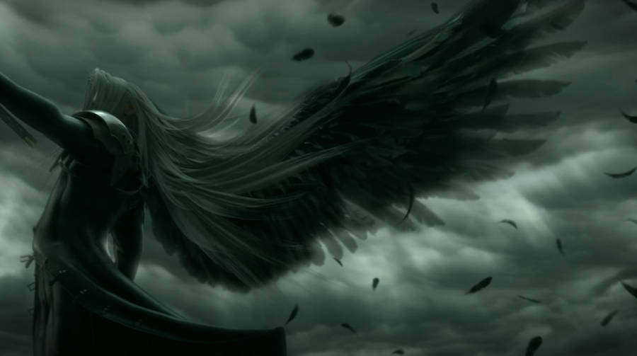 Sephiroth Sideview Of Black Wings Wallpaper