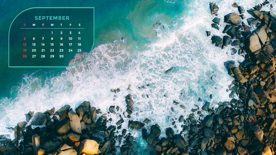 September 2021 Rocky Shore Calendar Wallpaper