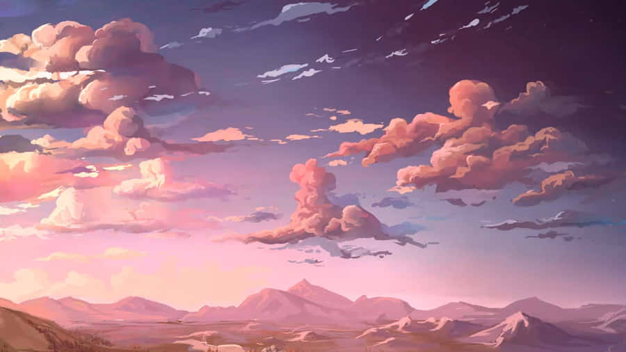 Serene Anime Landscape Sunset Wallpaper
