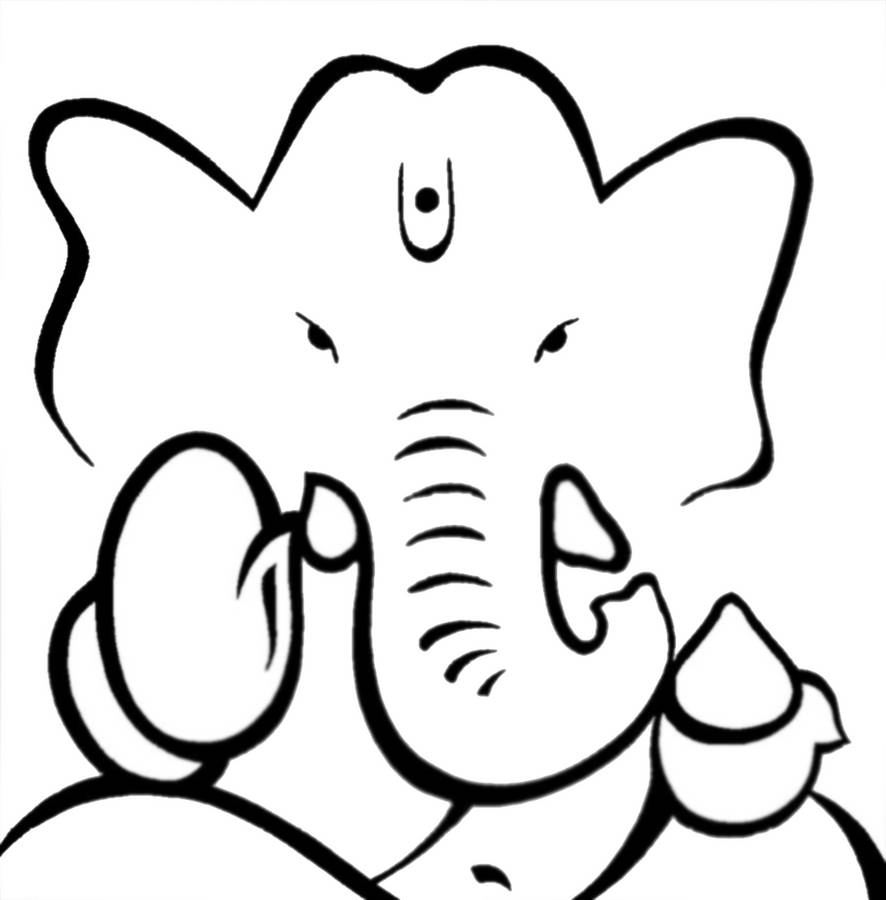 Serene Sketch Of Lord Ganesh In Monochrome Wallpaper