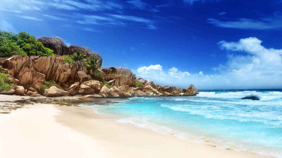 Serene View Of Grand Anse White Beach Wallpaper