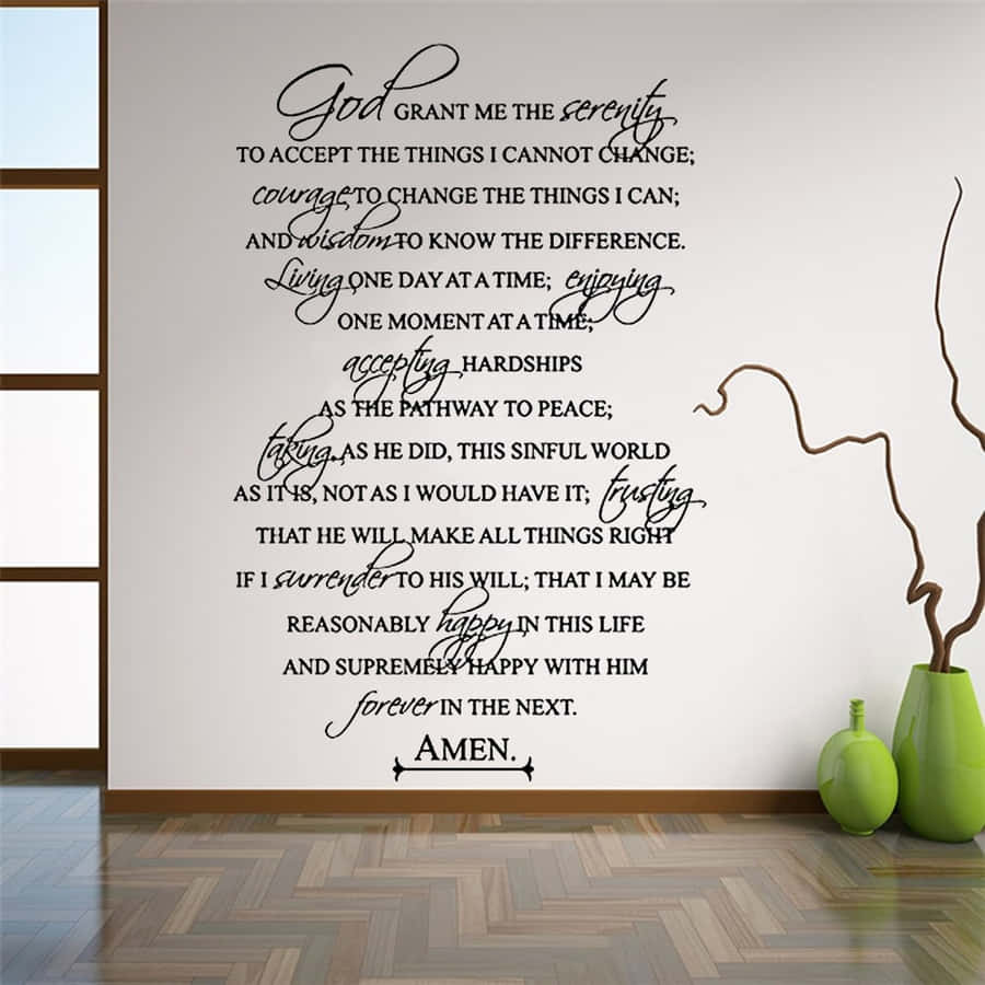 Serenity Prayer Interior Decor With Herringbone Floor Wallpaper