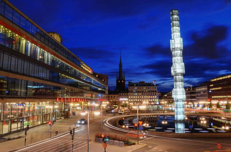 Sergels Torg Stockholm At Night Wallpaper