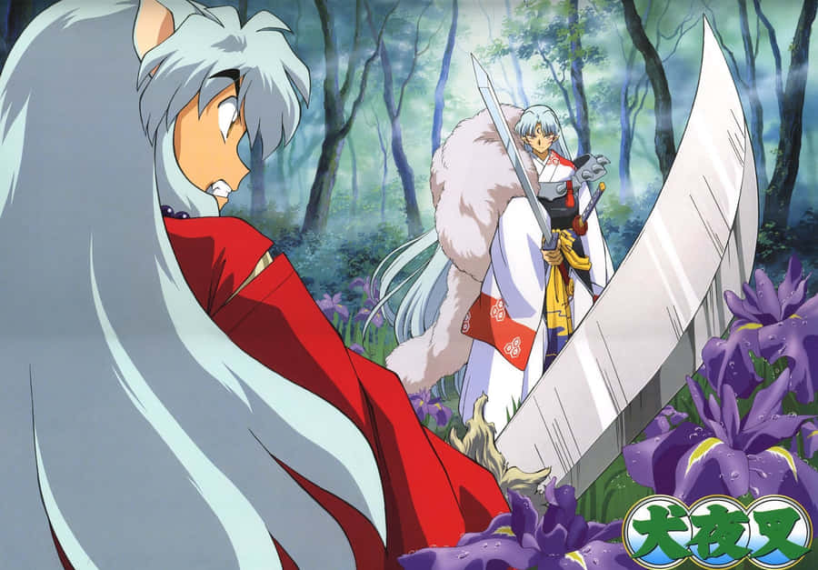 Sesshomaru - The Legendary Demon In An Intense Stare Wallpaper