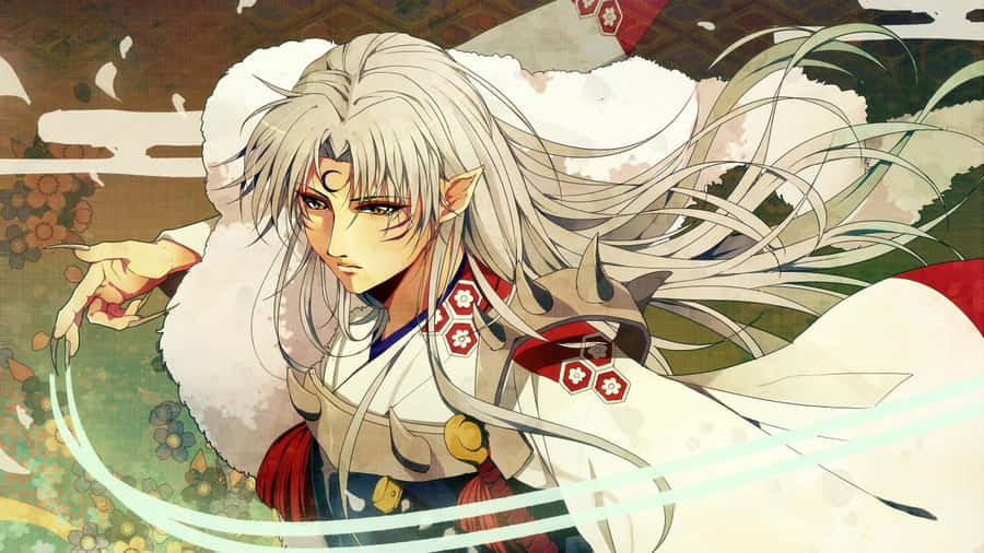 Sesshomaru, The Powerful Demon Lord, In A Battle Stance Wallpaper