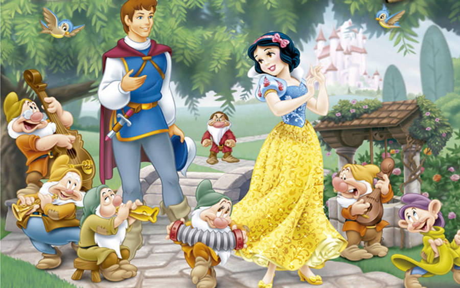 Seven Dwarfs And The Prince Wallpaper