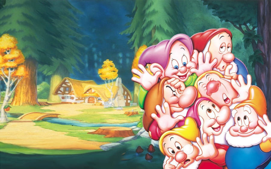 Seven Dwarfs Funny Expression Wallpaper