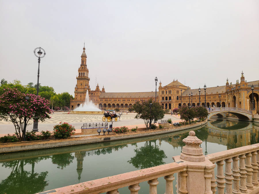 Seville Palace Canal Wallpaper