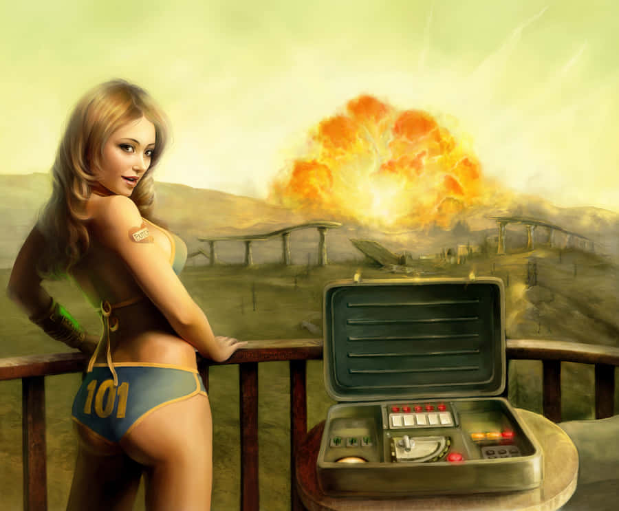 Sexy Image Of Woman With Explosion Wallpaper