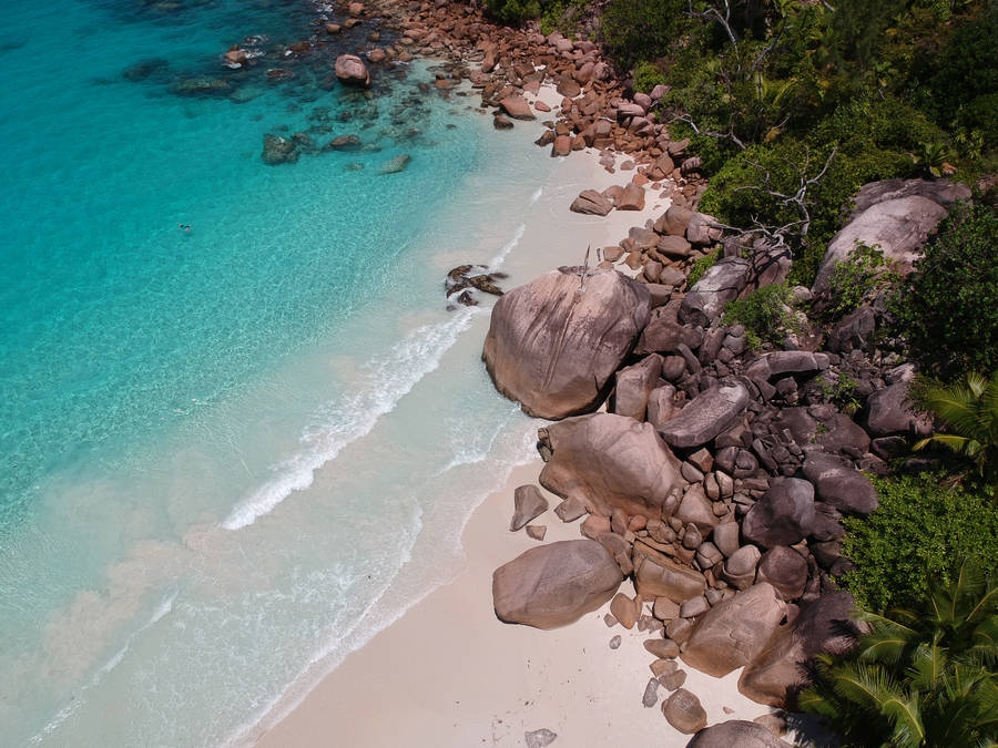 Seychelles Shore Rocks Wallpaper