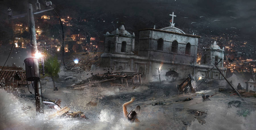 Shadow Of The Tomb Raider Drowning Church 4k Wallpaper