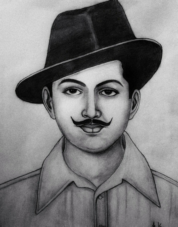 Shaheed Bhagat Singh Charcoal Art Piece Wallpaper