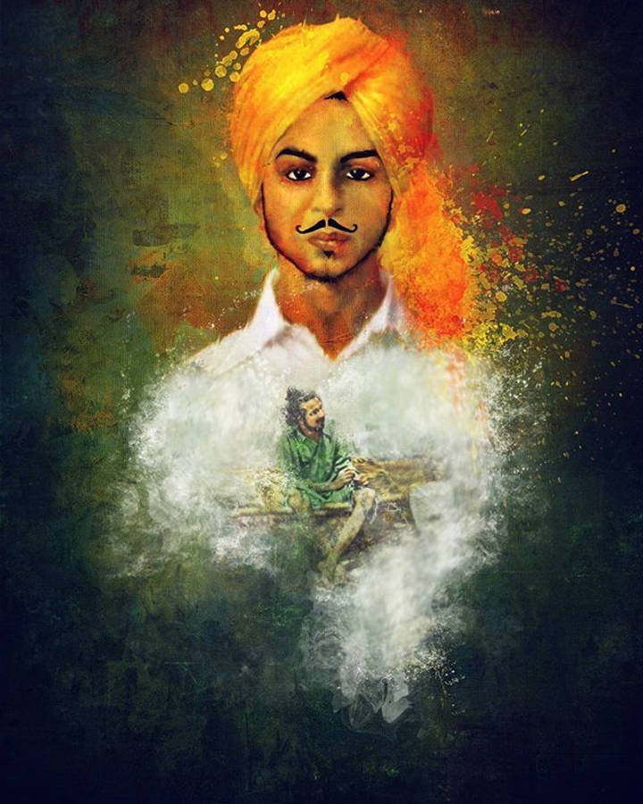 Shaheed Bhagat Singh Sprinkle Effect Painting Wallpaper