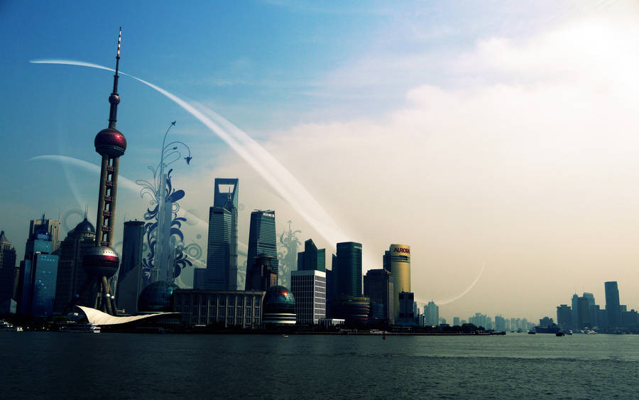 Shanghai City Graphic Edit Wallpaper