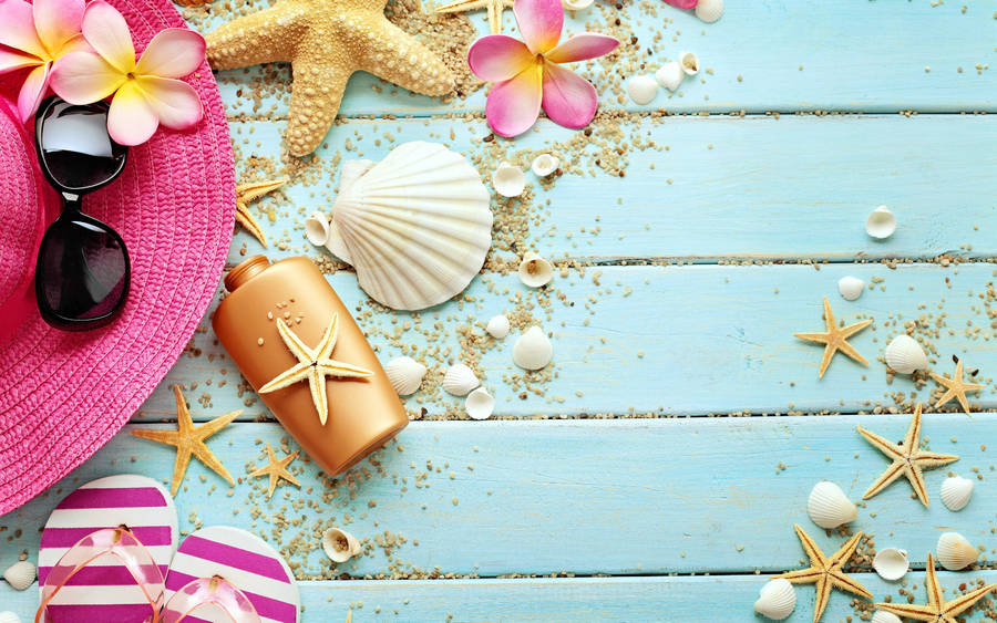 Shells And Beach Accessories Wallpaper