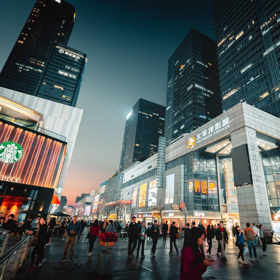 Shenzhen City Busy Street Wallpaper