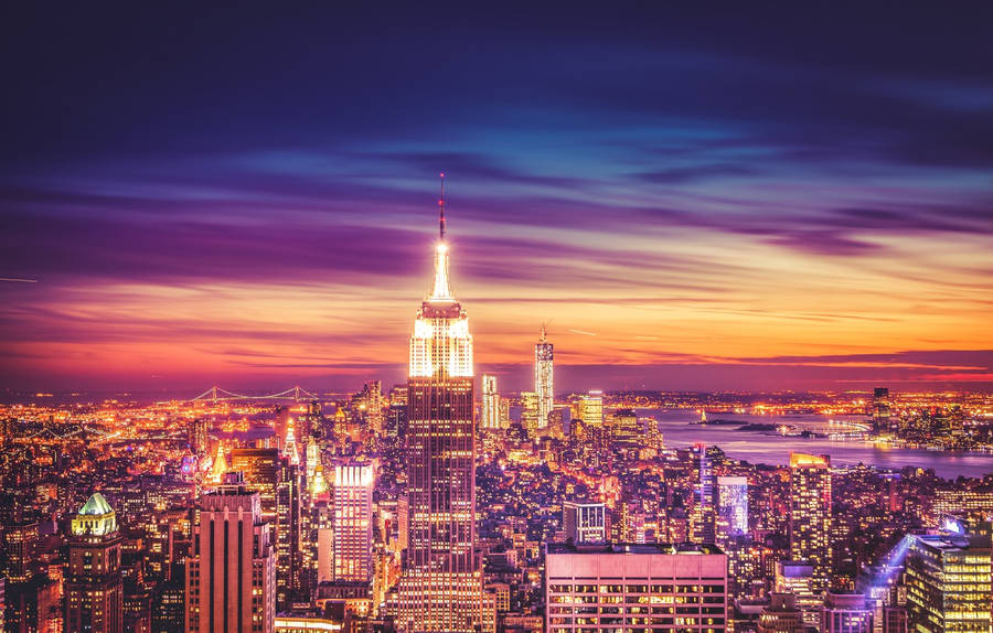 Shining View Of Empire State Building Wallpaper