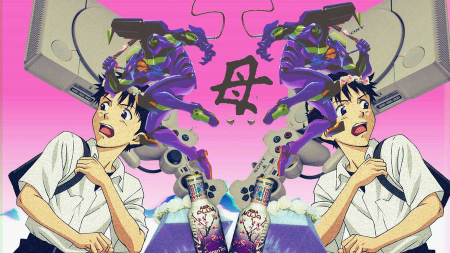 Shinji Ikari Retro Anime Aesthetic Wallpaper