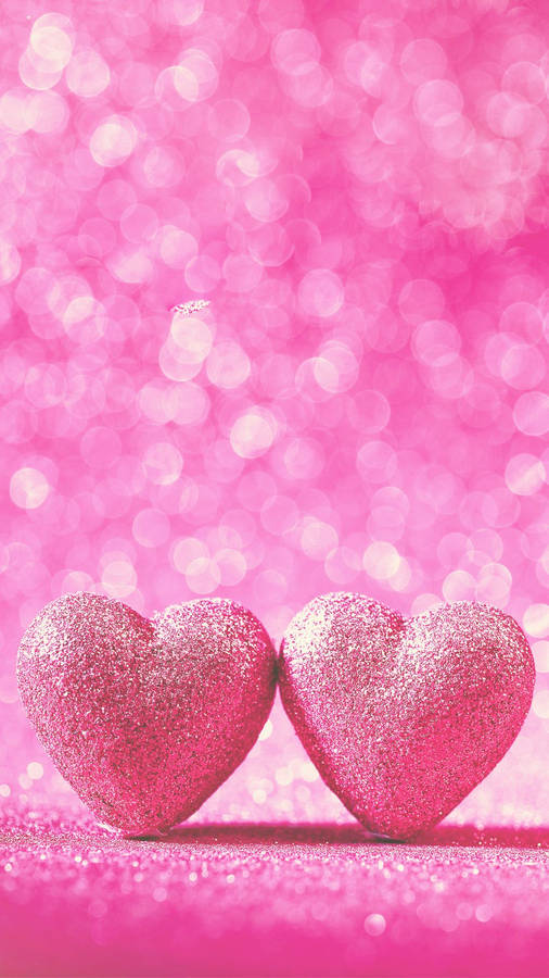 Shiny Pink 3d Iphone Hearts Wallpaper