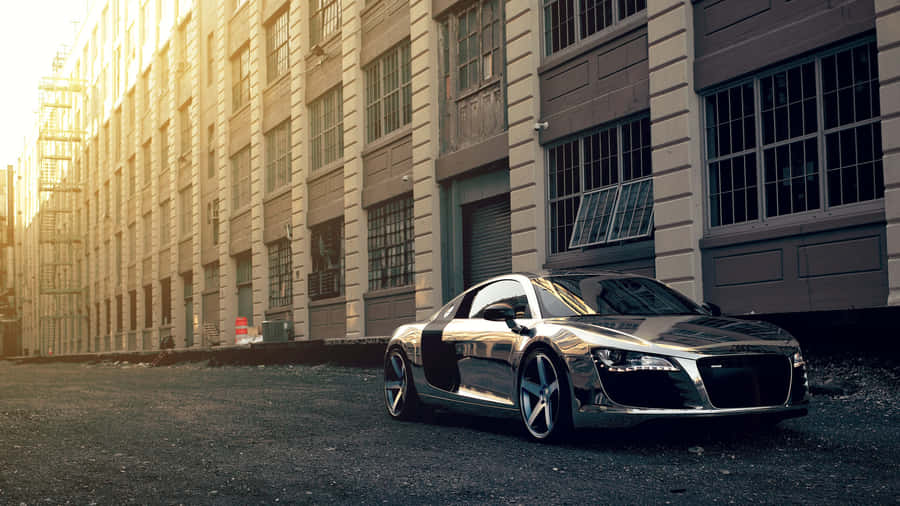 Shiny Silver Audi R8 Live Car Wallpaper