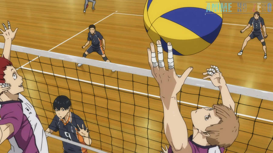 Shiratorizawa Team Setting A Spike Wallpaper