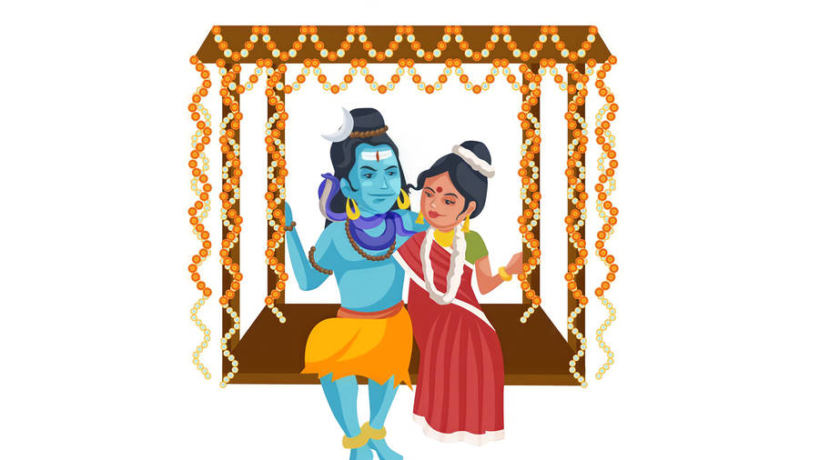 Shiv Parvati Hd Sitting On Palanquin Wallpaper