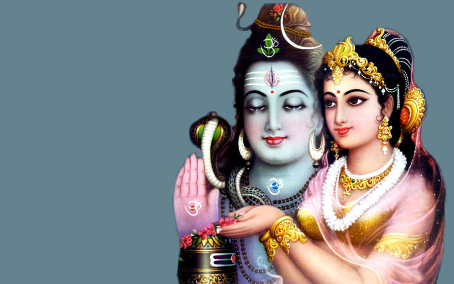 Shiv Parvati Hd Slate Background Wallpaper