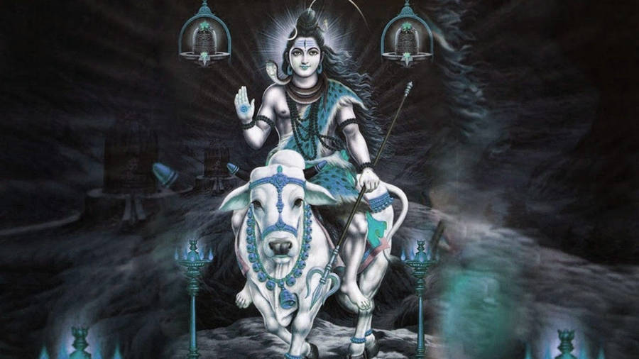 Shiv Shankar Rides A Cow Wallpaper