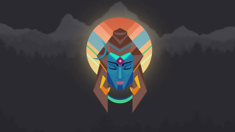 Shiva Black Colorful Digital Portrait Wallpaper